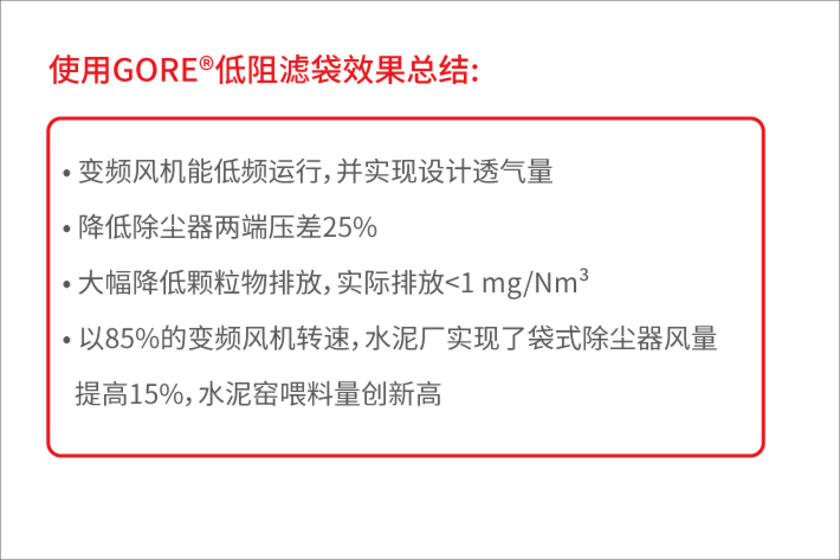 GORE低阻除尘滤袋气体颗粒物过滤效果